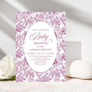 Elegant mörkrosa roséguld baby shower-inbjudan inbjudningar