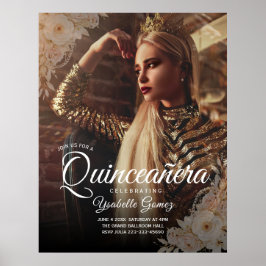 Elegant mörkt foto Quinceañera välkomstaffisch Poster