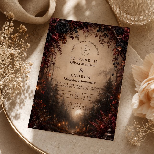 Elegant Mörkt Höstbröllop Inbjudningar (Skapare uppladdad)