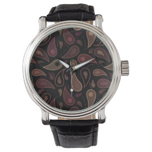 Elegant mörkt modernt paisley-mönster armbandsur