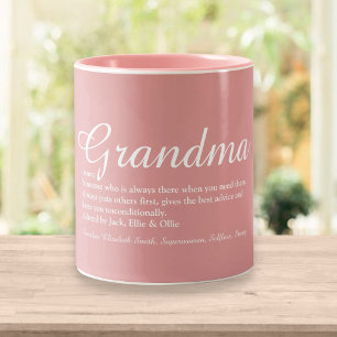 Elegant Mormor Script Definition Dammig Rosarosa Två-Tonad Mugg