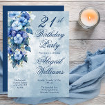 Elegant Morning Glories Blue Floral 21st Birthday  Inbjudningar<br><div class="desc">Set the tone for a sophisticated celebration with our Elegant Morning Glories Blue Floral 21st Birthday Party Invitation. Featuring delicate watercolor morning glory flowers in soft shades of blue and green, this beautifully designed invitation exudes charm and grace. Perfect for garden parties, brunches, or any elegant birthday gathering, the floral...</div>
