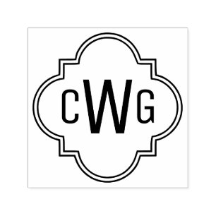 Elegant Moroccan Quatrefoil 3 Initial Monogram #2 Självfärgande Stämpel