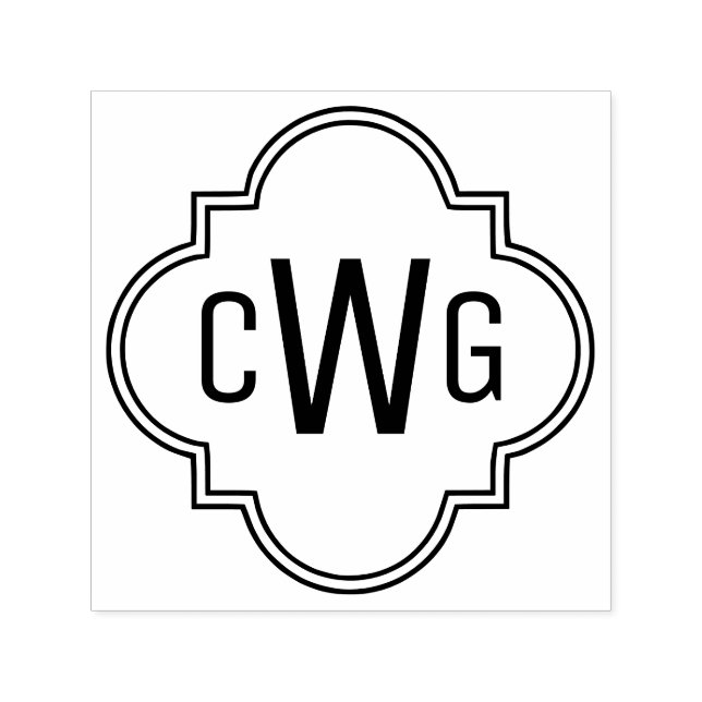 Elegant Moroccan Quatrefoil 3 Initial Monogram #2 Självfärgande Stämpel (Design)