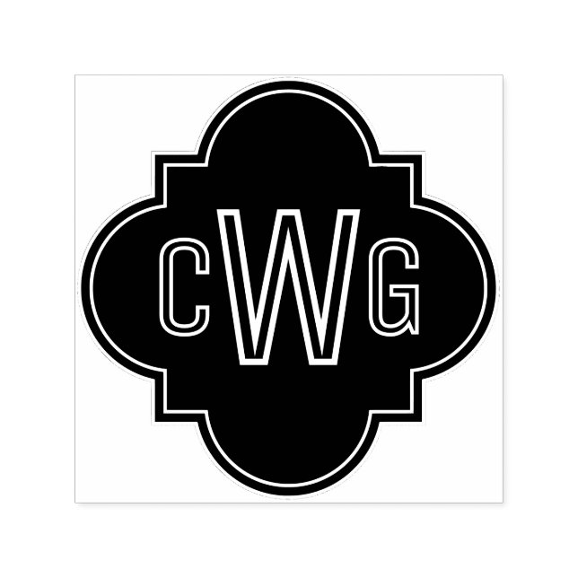 Elegant Moroccan Quatrefoil 3 Initial Monogram #ST Självfärgande Stämpel (Design)