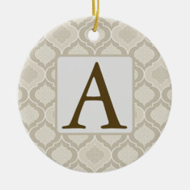 Elegant Moroccan Trellis Mönster i Neutralt Tones Julgransprydnad Keramik