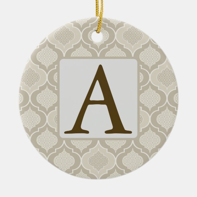 Elegant Moroccan Trellis Mönster i Neutralt Tones Julgransprydnad Keramik (Framsidan)