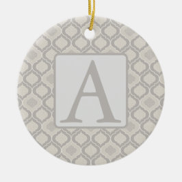 Elegant Moroccan Trellis Mönster i Neutralt Tones Julgransprydnad Keramik