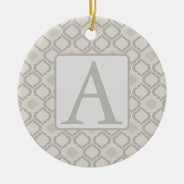 Elegant Moroccan Trellis Mönster i Neutralt Tones Julgransprydnad Keramik (Framsidan)