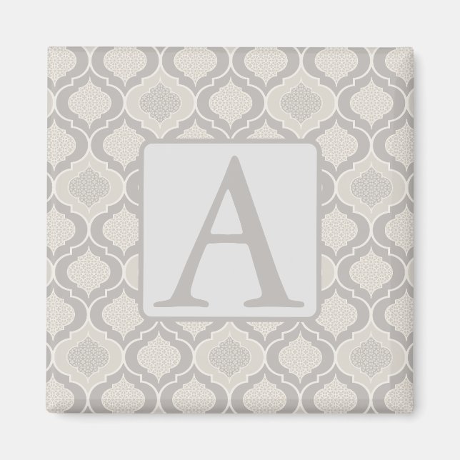 Elegant Moroccan Trellis Mönster i Neutralt Tones Magnet (Framsidan)