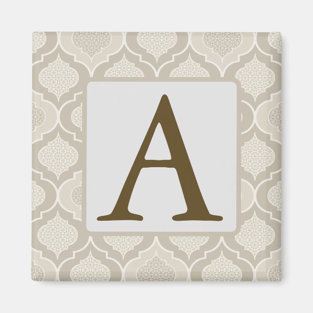 Elegant Moroccan Trellis Mönster i Neutralt Tones Magnet (Framsidan)