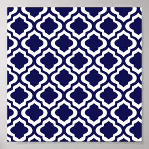 Elegant Moroccan Trellis Quatrefoil Klöver Poster