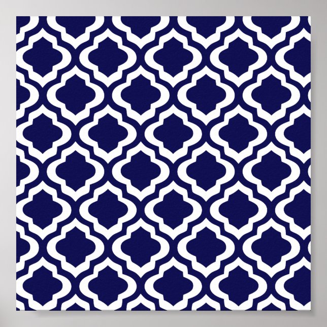 Elegant Moroccan Trellis Quatrefoil Klöver Poster (Framsidan)