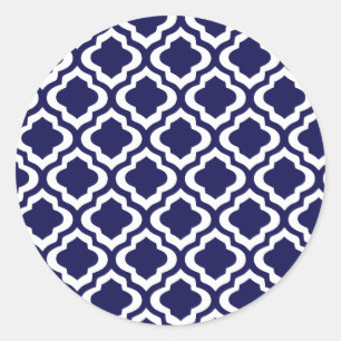 Elegant Moroccan Trellis Quatrefoil Klöver Runt Klistermärke