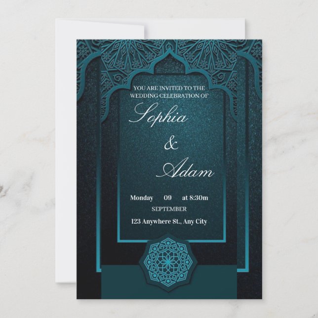 Elegant Moroccan Wedding Invitation Spara Datumet (Framsida)