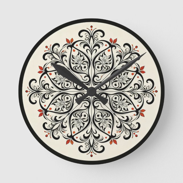 Elegant Moroccan Zellige Wall Clock Rund Klocka (Framsida)