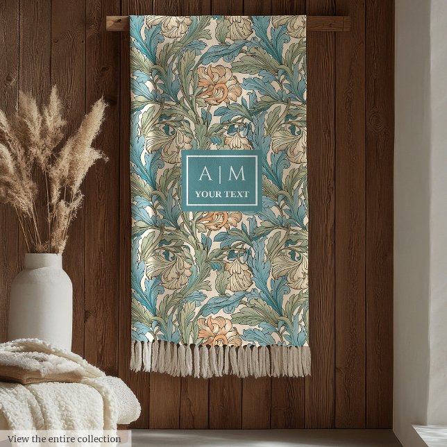Elegant Morris Inspired Pimpernel Art nouveau Fleecefilt (Classic Morris inspired pastel floral art throw)