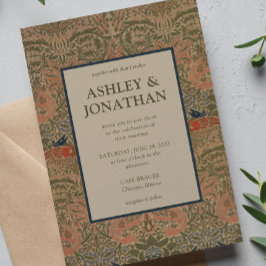 Elegant Morris Peacock & Dragon Mönster Bröllop Inbjudningar