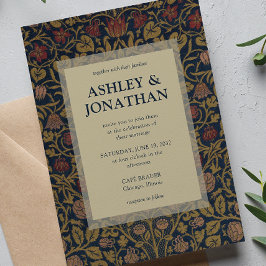 Elegant Morris Violet & Columbine Mönster Bröllop Inbjudningar