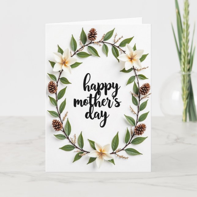 Elegant Mors Dag Blommig Kort (Framsida)
