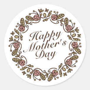 Elegant Mors dag Blommigt Utandning Sticker Runt Klistermärke