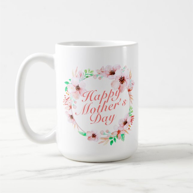 Elegant Mors dag Blommigten Lycklig | Klassiskt Mu Kaffemugg (Vänster)