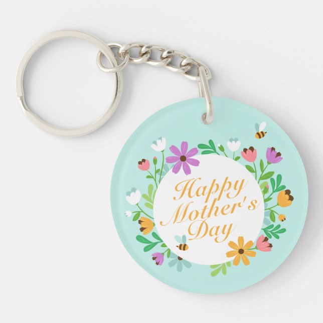 Elegant Mors dag Blommigten Lycklig | Nyckelkedja (Framsidan)
