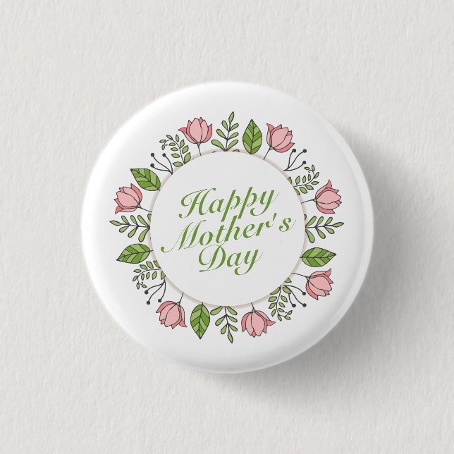 Elegant Mors dag Blommigten Lycklig | PIN-knapp Knapp (Framsida)