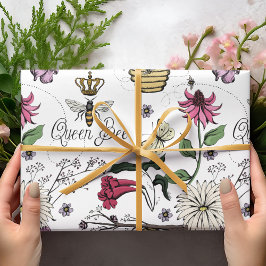 Elegant Mors dag Queen Bee and Flowers Presentpapper