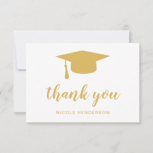 Elegant Mortar Board Faux Guld Studenten Tack Kort