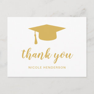 Elegant Mortar Board Guld Studenten Tack Vykort