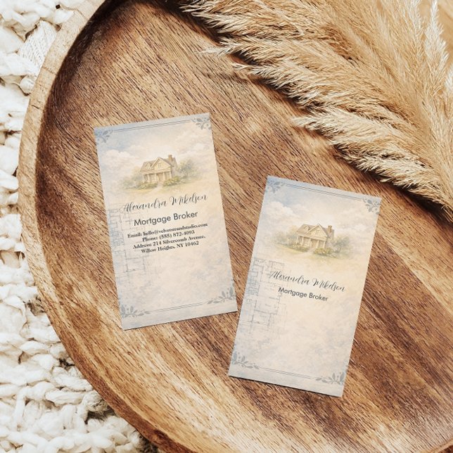 Elegant Mortgage Broker Home Blueprint Branding Visitkort (Skapare uppladdad)