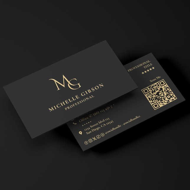 Elegant Mortgage Broker Realtor Initialer Svart Visitkort (Elegant Mortgage Broker Realtor Initials Black Business Card
)