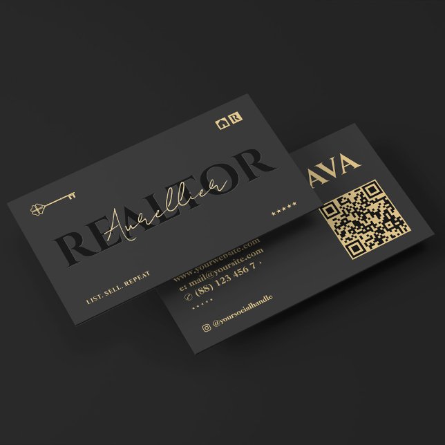 Elegant Mortgage Broker Realtor Nyckel-skriptverkl Visitkort (Elegant Mortgage Broker Realtor Key Script Realty Business Card
)