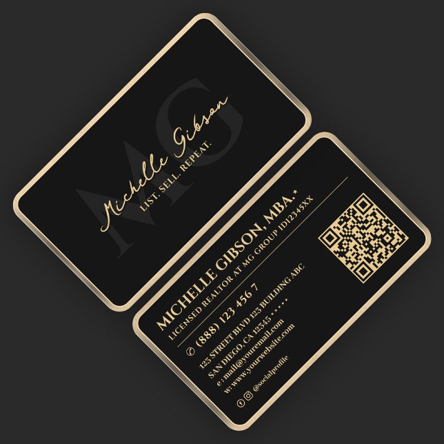 Elegant Mortgage Realtor Black Faux Guld Gräns Visitkort (Elegant Mortgage Realtor Black Faux Gold Border Business Card
)