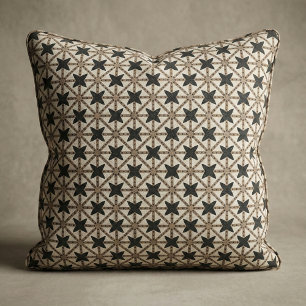 Elegant Mosaic Black & Beige Geometric Mönster Tyg