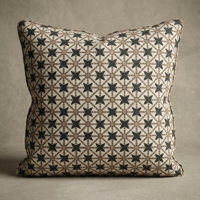 Elegant Mosaic Black & Beige Geometric Mönster Tyg (Skapare uppladdad)