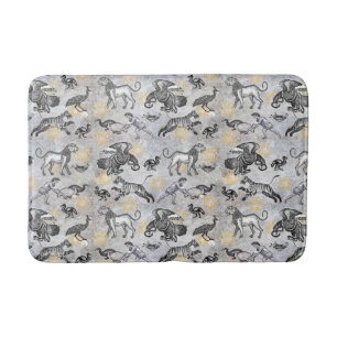 Elegant Mosaic Black White Guld Tiger Lejon Eagle Badrumsmatta