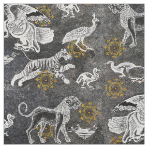 Elegant Mosaic med Lejon, Tiger, Eagle, Peacock Tyg