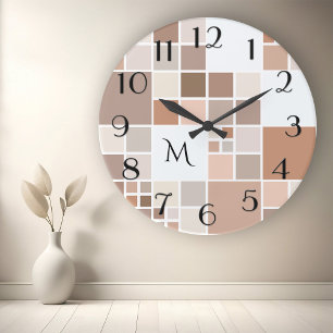 Elegant Mosaic Monogram Wall Clock Rund Klocka