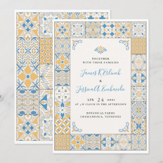 Elegant Mosaic Tile Illustrated bröllopsinbjudan Inbjudningar