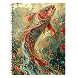 Elegant mosaik Karpfisk Art Nouveau Anteckningsbok