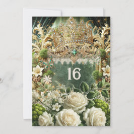 Elegant Moss & Moonlight Regal Grönt Sweet 16 Invi Inbjudningar