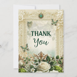 Elegant Mossa & Månsken Antik Spets Tack Kort