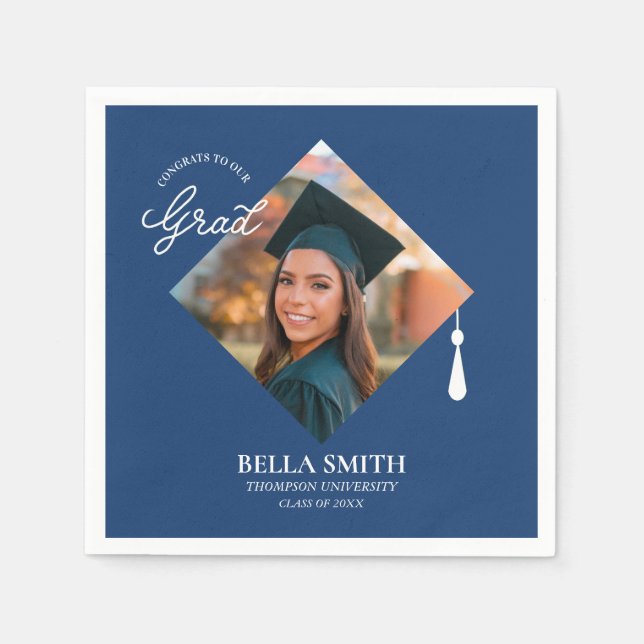 Elegant mössa topp Custom Graduate Foto Minne  Pappersservett (Framsidan)