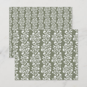 Elegant mossgrön blommig mönster Scrapbookpapper