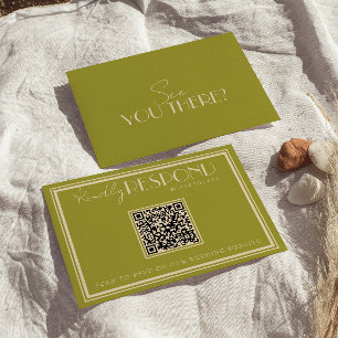 Elegant mossgrön gammal penning lyx QR-kod bröllop OSA Kort