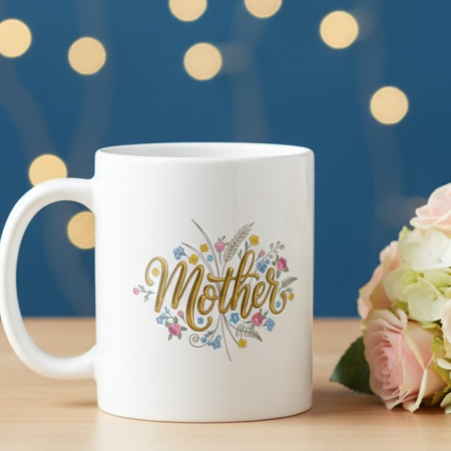 Elegant Mother Floral Script Coffee Mug Kaffemugg (Skapare uppladdad)
