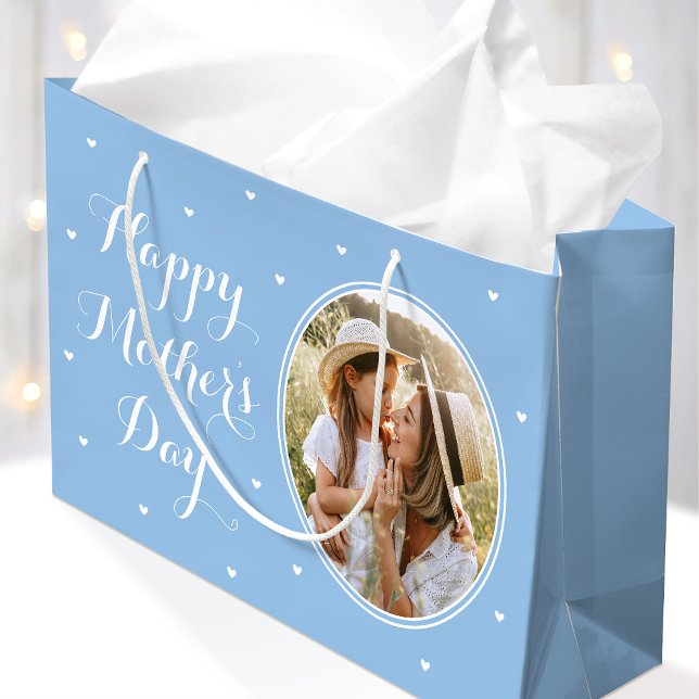 Elegant Mother's Day Custom Photos Blue White (Skapare uppladdad)