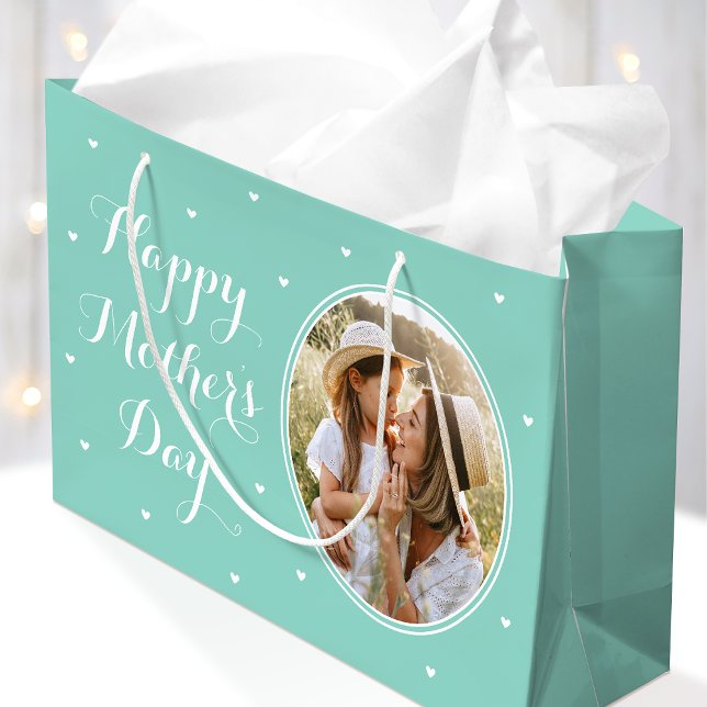 Elegant Mother's Day Custom Photos Mint White (Skapare uppladdad)
